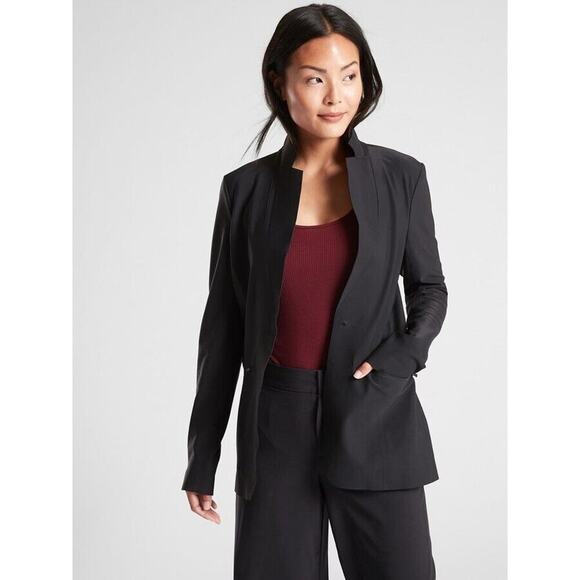 ATHLETA Black Interstellar Luxe Stretch Blazer Coat Jacket (UPF 50+) SZ 4 - Picture 1 of 9